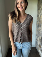 Load image into Gallery viewer, chocolate textured button knit top