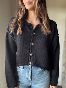 easy days off black button down cardigan