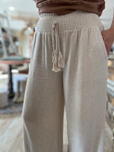 Load image into Gallery viewer, oatmeal smocked waist wide leg pants