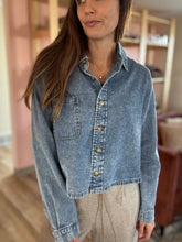 Load image into Gallery viewer, lightweight cropped denim shirt
