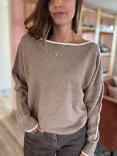 Load image into Gallery viewer, mocha contrast trim sweater