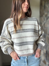 Load image into Gallery viewer, cream + stone stripe loose fit sweater