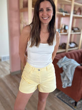 Load image into Gallery viewer, daisy yellow denim shorts