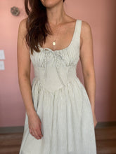 Load image into Gallery viewer, sage stripe corset midi dress