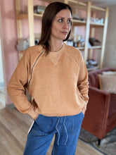 Load image into Gallery viewer, caramel shoulder zip sweatshirt