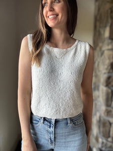 ivory cotton sleeveless pullover sweater