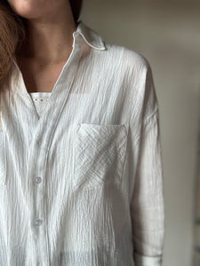 white cotton button down