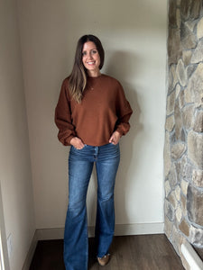 rust on a stroll ribbed pullover