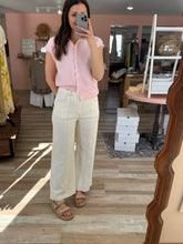 Load image into Gallery viewer, ecru wide leg pants with contrast stitching | S-3XL