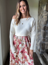 Load image into Gallery viewer, girls dinner pleated pink floral skirt