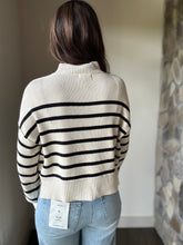 Load image into Gallery viewer, ivory + black stripe mock neck