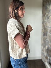 Load image into Gallery viewer, cream fall confetti cable short sleeve sweater