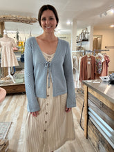 Load image into Gallery viewer, seafoam open knit tie front cardigan