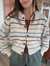 Load image into Gallery viewer, retro fall stripe button cardi