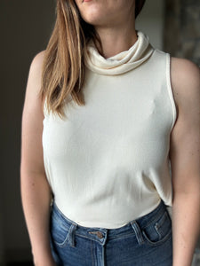 soft ronan ivory turtle neck sleeveless top