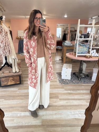 rose floral sweater jacket