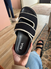 Load image into Gallery viewer, mia black crochet slide sandals
