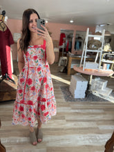 Load image into Gallery viewer, red bold floral midi dress | S-3XL