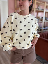 Load image into Gallery viewer, missy butter yellow + brown polka dot sweatshirt