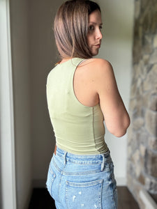 pistachio soft boat neck tank top