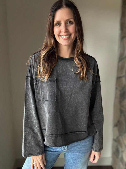 black mineral washed top