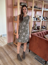 Load image into Gallery viewer, olive suede embroidered dress