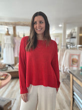 Load image into Gallery viewer, red lightweight oversized textured sweater