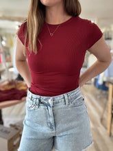 Load image into Gallery viewer, scarlet ribbed foundation tee
