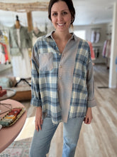 Load image into Gallery viewer, blue mixed plaid flannel