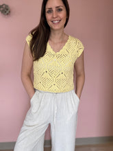Load image into Gallery viewer, butter yellow crochet top