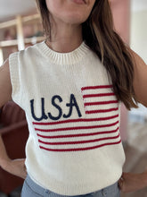 Load image into Gallery viewer, USA flag embroidered sweater tank