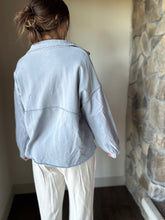 Load image into Gallery viewer, denim blue half zip french terry pullover