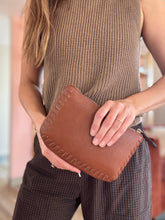 Load image into Gallery viewer, whiskey brown whipstitch crossbody purse + clutch