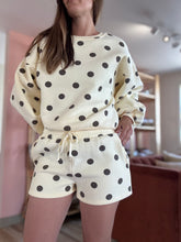 Load image into Gallery viewer, missy butter yellow + brown polka dot shorts