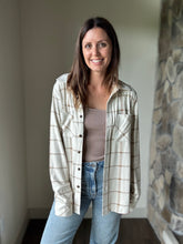 Load image into Gallery viewer, ultra soft cream plaid button down flannel