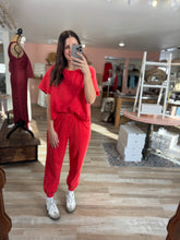 Load image into Gallery viewer, red mineral washed french terry joggers | S-3XL