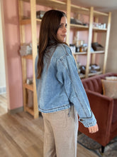 Load image into Gallery viewer, coffee run denim jacket