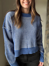 Load image into Gallery viewer, royal blue two-tone ribbed sweater