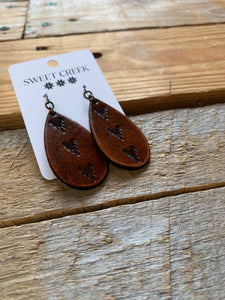 sweet creek summit mini leather teardrop earrings