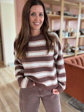 Load image into Gallery viewer, brown + pink montgomery sweater