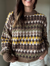 Load image into Gallery viewer, brown, cream + mustard textured sweater
