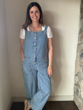 Load image into Gallery viewer, denim button down overall jumpsuit