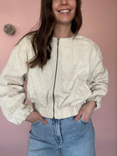 Load image into Gallery viewer, ecru floral embroidered zip jacket