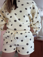 Load image into Gallery viewer, missy butter yellow + brown polka dot shorts