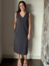 Load image into Gallery viewer, charcoal knit tank midi dress