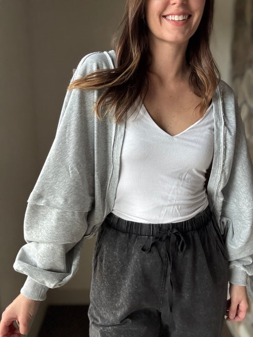 heather grey french terry bolero sweatshirt