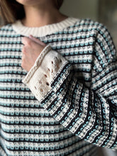 Load image into Gallery viewer, black + turquoise striped sweater