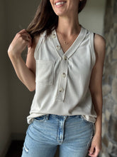 Load image into Gallery viewer, oatmeal button waffle tank