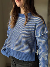 Load image into Gallery viewer, royal blue two-tone ribbed sweater