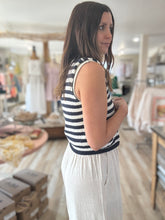 Load image into Gallery viewer, navy+white knit stripe vest